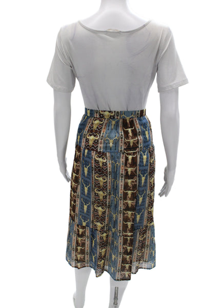 Emporio Sirenuse Positano Women A-Line Skirt Multi Geometric Knee-Length Size 8