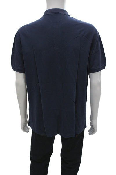 Brunello Cucinelli Mens Short Sleeve Collared Knit Polo Shirt Navy Size IT 56
