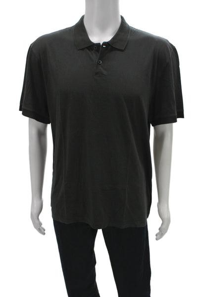 James Perse Mens Short Sleeve Collared Knit Polo Shirt Dark Gray Size 3