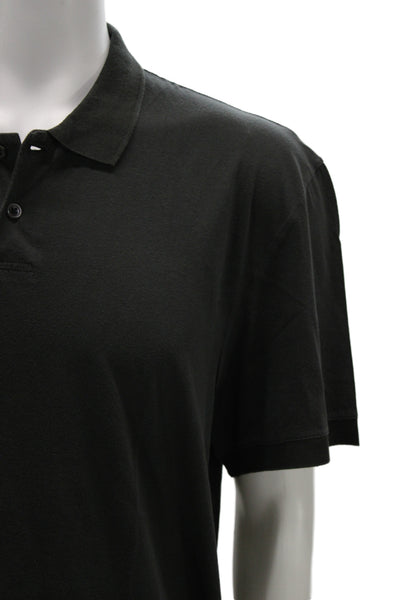 James Perse Mens Short Sleeve Collared Knit Polo Shirt Dark Gray Size 3