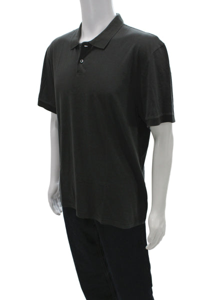 James Perse Mens Short Sleeve Collared Knit Polo Shirt Dark Gray Size 3