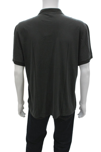 James Perse Mens Short Sleeve Collared Knit Polo Shirt Dark Gray Size 3