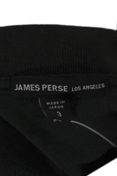 James Perse Mens Short Sleeve Collared Knit Polo Shirt Dark Gray Size 3