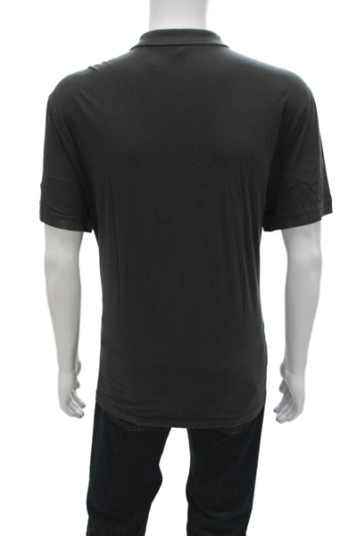 James Perse Mens Short Sleeve Collared Knit Polo Shirt Gray Size 3