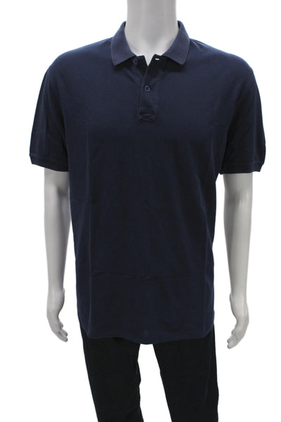 Brunello Cucinelli Mens Short Sleeve Collared Regular Fit Polo Shirt Navy IT 54