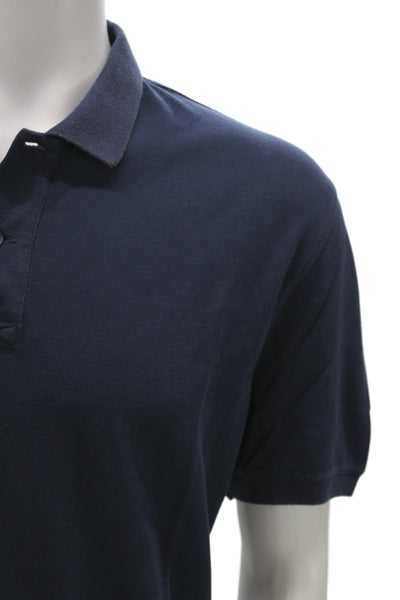 Brunello Cucinelli Mens Short Sleeve Collared Regular Fit Polo Shirt Navy IT 54