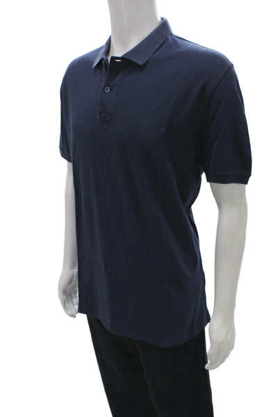 Brunello Cucinelli Mens Short Sleeve Collared Regular Fit Polo Shirt Navy IT 54