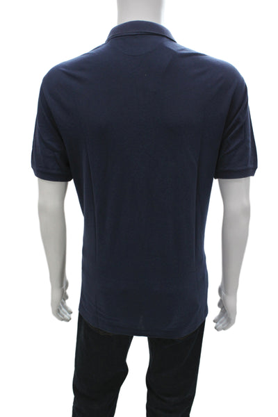 Brunello Cucinelli Mens Short Sleeve Collared Regular Fit Polo Shirt Navy IT 54