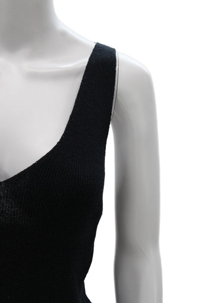 Intermix Womens Black Linen V Neck Sleeveless Tank Basic Size M