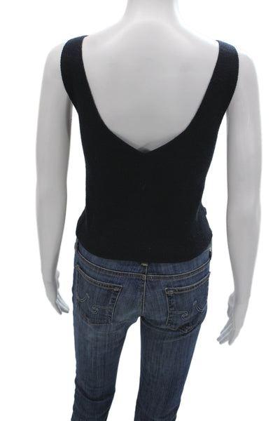 Intermix Womens Black Linen V Neck Sleeveless Tank Basic Size M