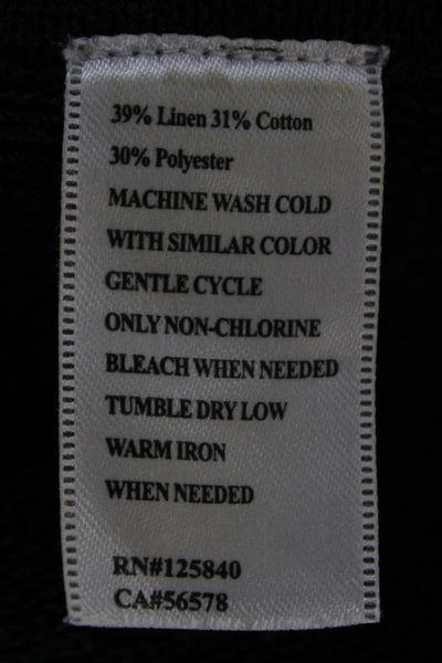 Intermix Womens Black Linen V Neck Sleeveless Tank Basic Size M