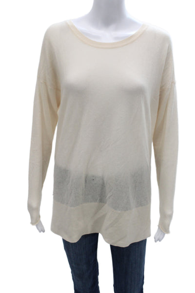 Club Monaco Womens Cashmere Scoop Neck Pullover Sweater Ivory Size S