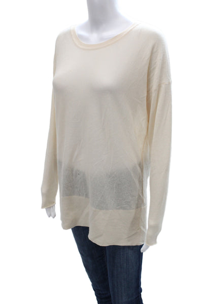 Club Monaco Womens Cashmere Scoop Neck Pullover Sweater Ivory Size S