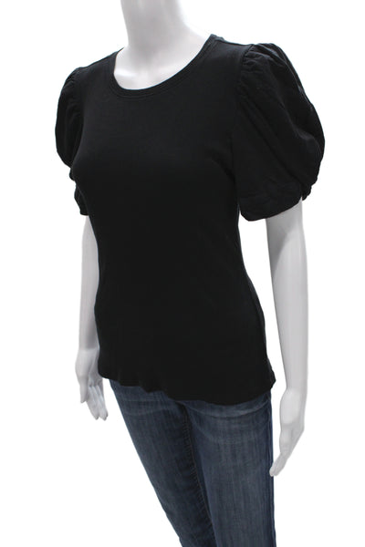 1. State Womens Basic Black Cotton Crew Neck Short Sleeve T-Shirt Size L