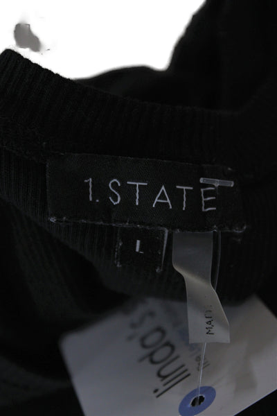 1. State Womens Basic Black Cotton Crew Neck Short Sleeve T-Shirt Size L