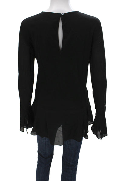 Theory Womens Jersey Blouse Black Long Sleeve Viscose Size M