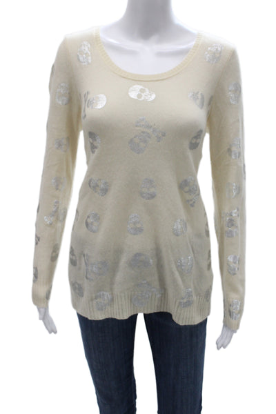 Saks Fifth Avenue Women Pullover Cashmere Skull Scoop Neck Sweater Size M