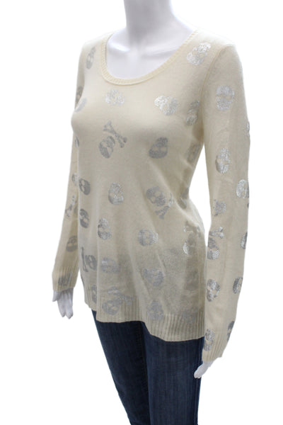 Saks Fifth Avenue Women Pullover Cashmere Skull Scoop Neck Sweater Size M