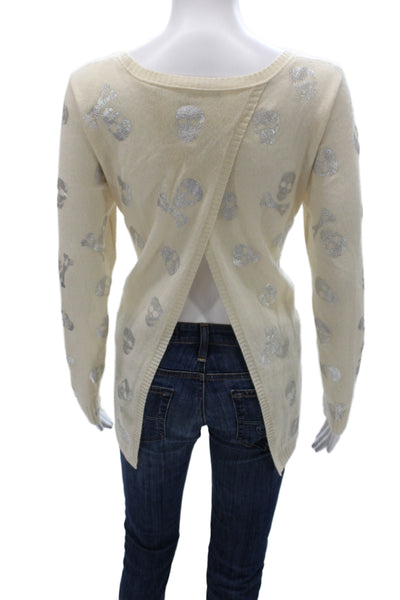Saks Fifth Avenue Women Pullover Cashmere Skull Scoop Neck Sweater Size M