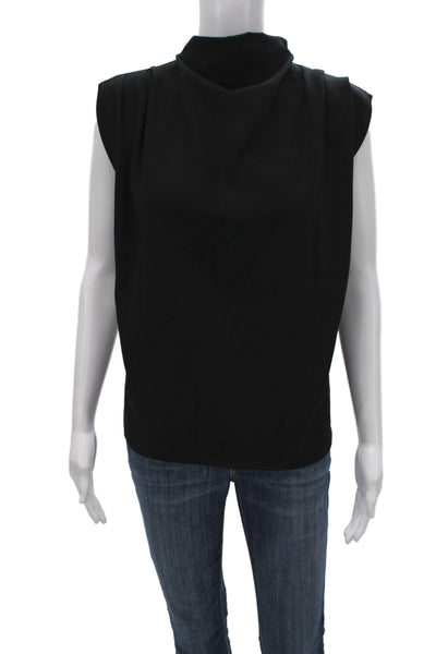 Amanda Uprichard Women Basic Black Sleeveless Cowl Neck Polyester Blouse Size M
