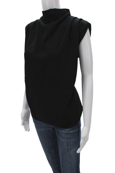 Amanda Uprichard Women Basic Black Sleeveless Cowl Neck Polyester Blouse Size M