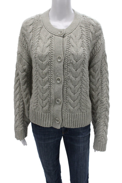 Mod Ref Womens Gray Cardigan Acrylic Round Neck Long Sleeve Size M