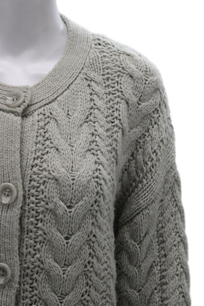 Mod Ref Womens Gray Cardigan Acrylic Round Neck Long Sleeve Size M
