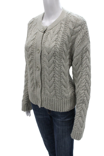 Mod Ref Womens Gray Cardigan Acrylic Round Neck Long Sleeve Size M