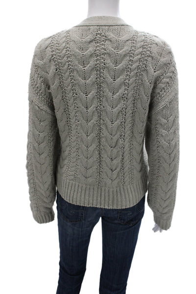 Mod Ref Womens Gray Cardigan Acrylic Round Neck Long Sleeve Size M