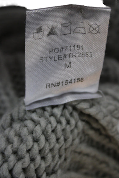 Mod Ref Womens Gray Cardigan Acrylic Round Neck Long Sleeve Size M