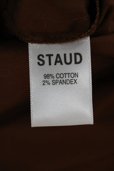 Staud Womens Shirt Dress Brown Half Sleeve Round Neck Button Mid-Calf Size S