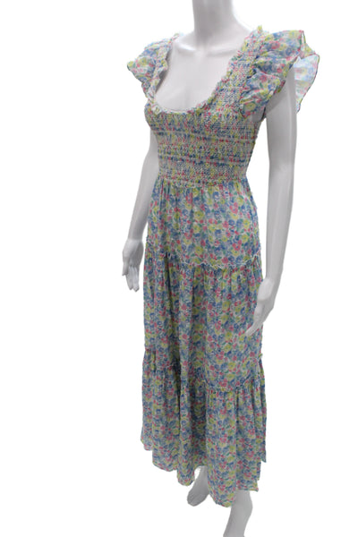 Love Shack Fancy Womens Maxi Dress Multicolor Scoop Neck Cotton Size S