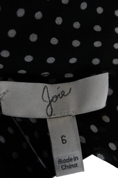 Joie Women Maxi Black Polka Dot Silk High Neck Long Sleeve Dress Zip Size 6