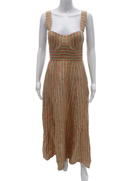 Emporio Sirenuse Womens Maxi Dress Linen Multicolor Sleeveless Size 42