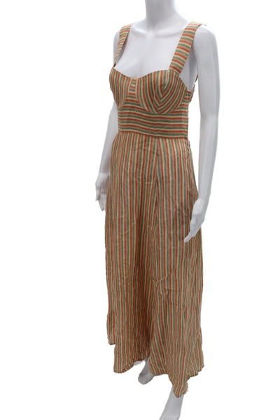 Emporio Sirenuse Womens Maxi Dress Linen Multicolor Sleeveless Size 42