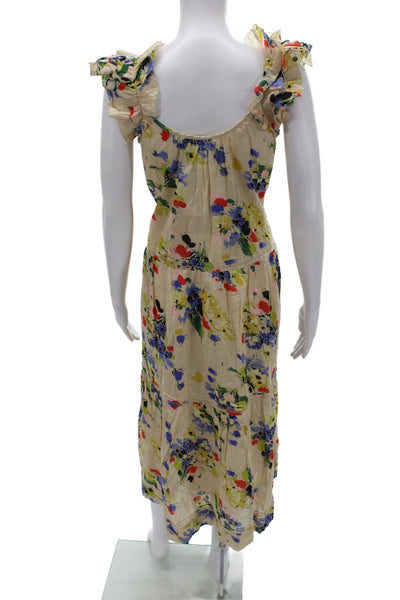 The Great Womens Sundress Beige Cotton Scoop Neck Floral Boho Size 1
