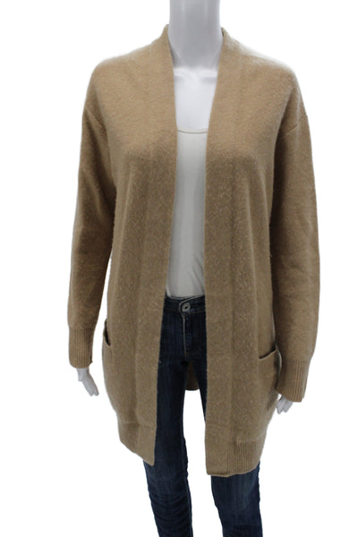 Vince Womens Cashmere V-Neck Cardigan Beige Long Sleeve Size S