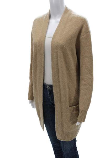 Vince Womens Cashmere V-Neck Cardigan Beige Long Sleeve Size S