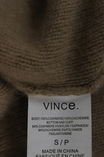 Vince Womens Cashmere V-Neck Cardigan Beige Long Sleeve Size S