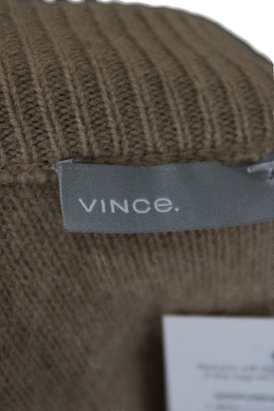 Vince Womens Cashmere V-Neck Cardigan Beige Long Sleeve Size S