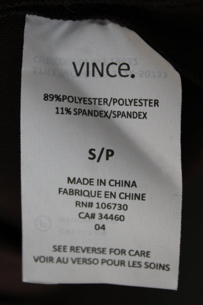 Vince Women Shift Dress Brown Mid-Calf Long Sleeve Round Neck Polyester Size S