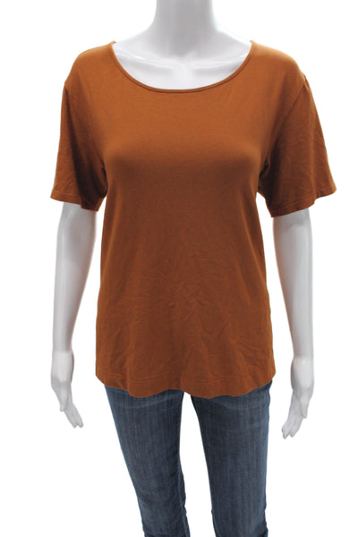 Cuyana Women Basic Organic Pima Cotton Brown Scoop Neck Tee Size M