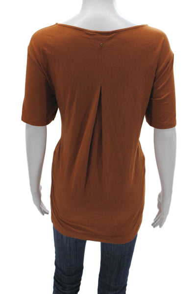 Cuyana Women Basic Organic Pima Cotton Brown Scoop Neck Tee Size M