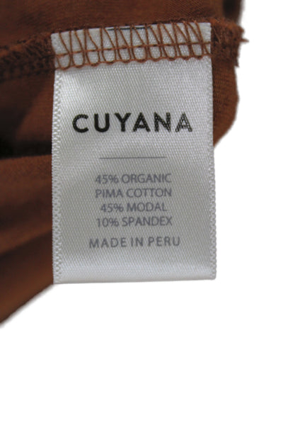 Cuyana Women Basic Organic Pima Cotton Brown Scoop Neck Tee Size M