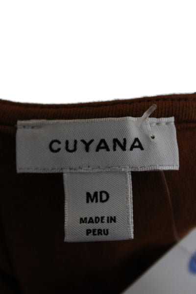 Cuyana Women Basic Organic Pima Cotton Brown Scoop Neck Tee Size M