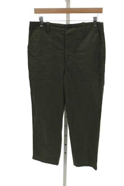 Jenni Kayne Womens Green Chino Pants 25 Inseam Button Cotton Size 8