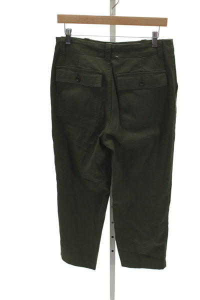 Jenni Kayne Womens Green Chino Pants 25 Inseam Button Cotton Size 8