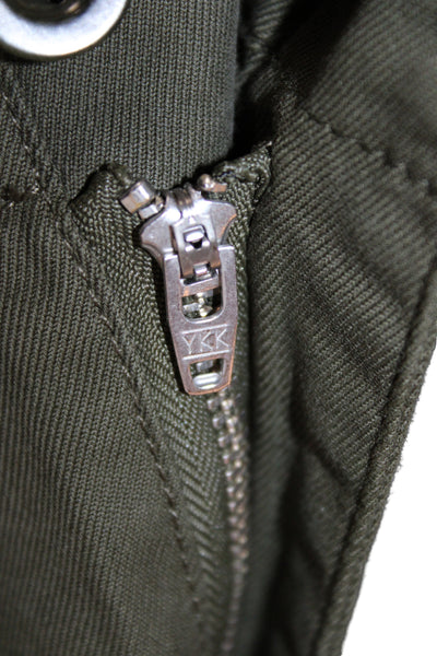 Jenni Kayne Womens Green Chino Pants 25 Inseam Button Cotton Size 8