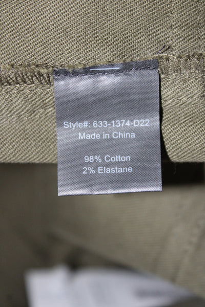 Jenni Kayne Womens Green Chino Pants 25 Inseam Button Cotton Size 8