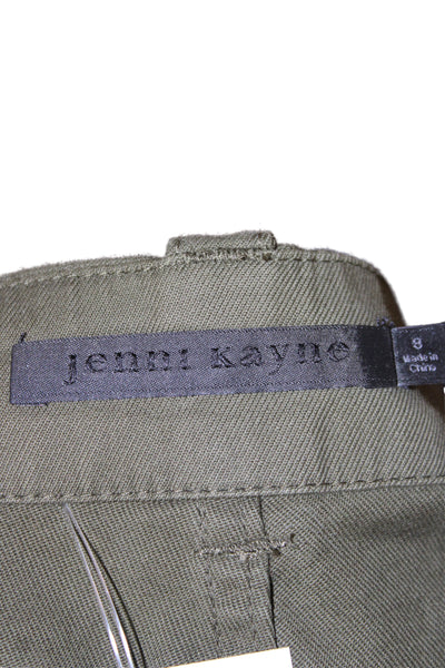 Jenni Kayne Womens Green Chino Pants 25 Inseam Button Cotton Size 8